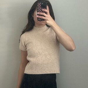 Sandro Beige Short Sleeve Sweater